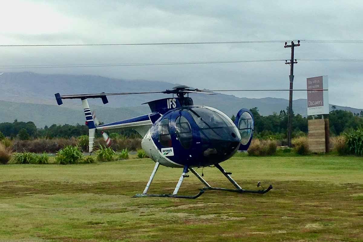 Aeroworks ZK-IFS at Discovery Lodge helipad
