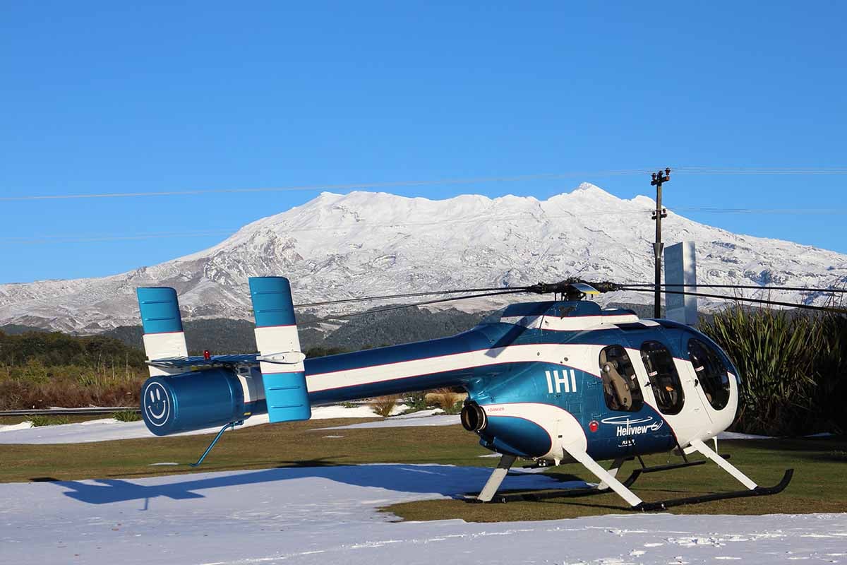 Heliview ZK-IHI with snow at Mt Ruapehu