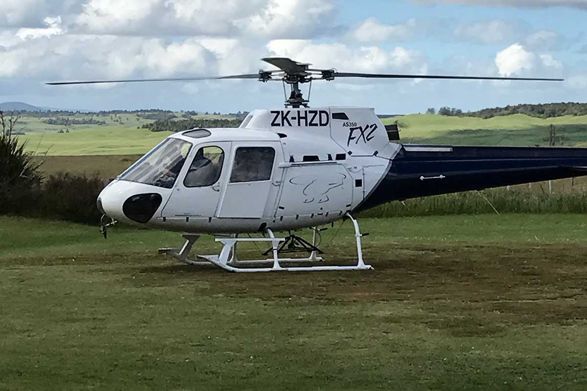 Helicopter Services ZK-HZD at Discovery helipad with Taurewa Station