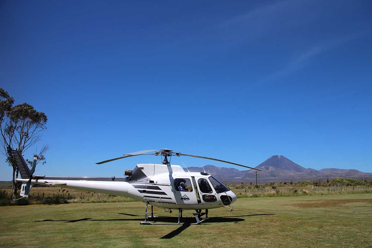 Helisika ZK-HIU At Discovery Lodge with Mt Ngauruhoe