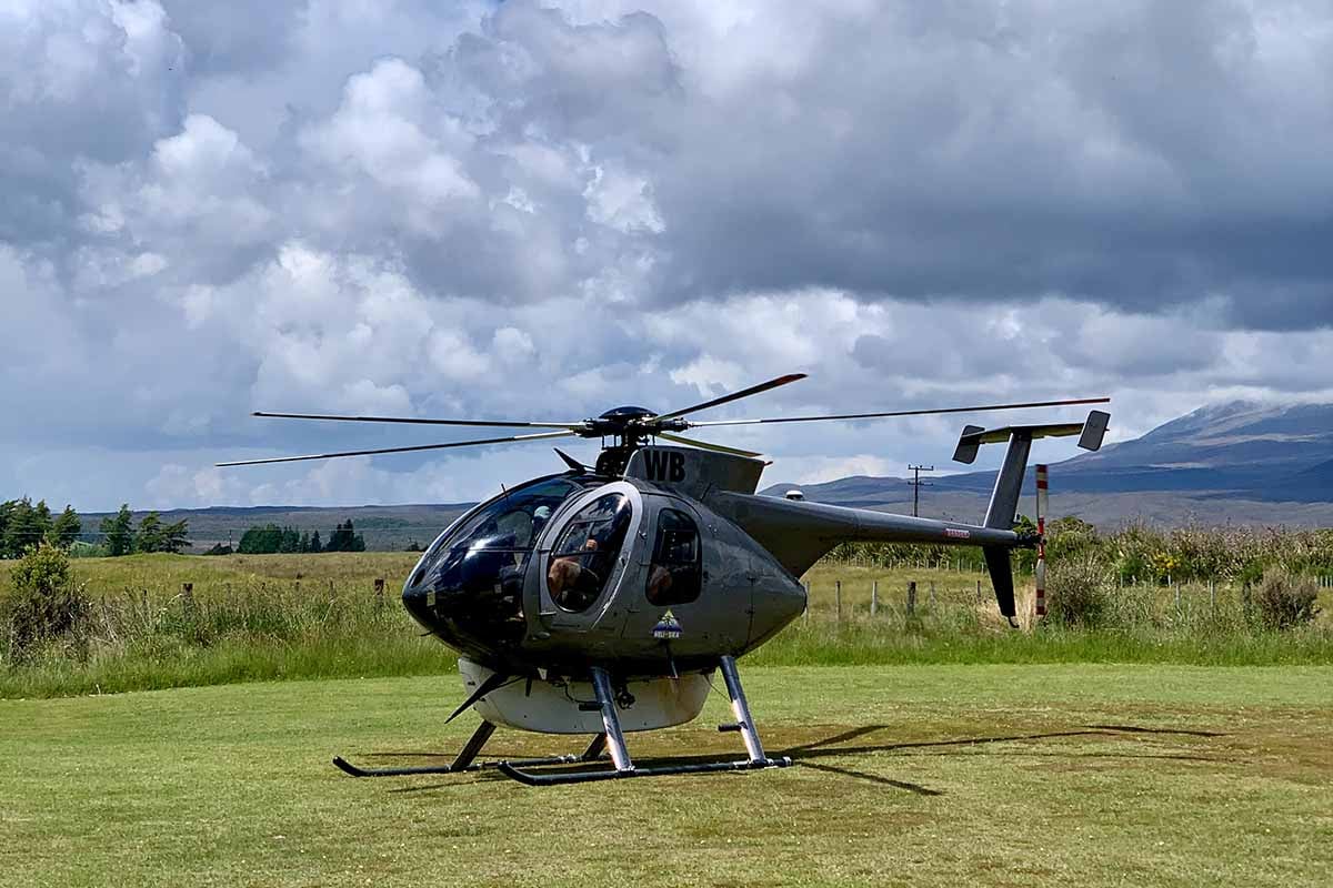 Helisika ZK-HWB at Discovery Tongariro helipad