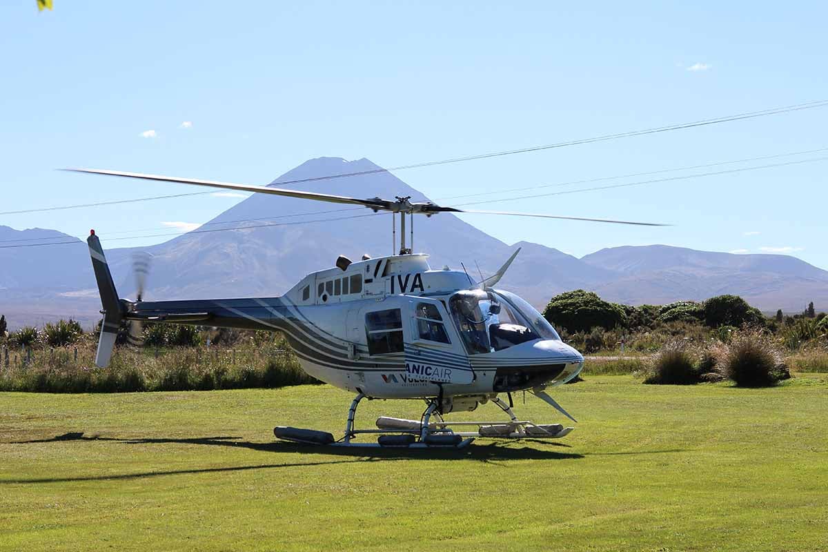 Volcanic Air ZK-IVA & Mt Ngauruhoe from Discovery helipad