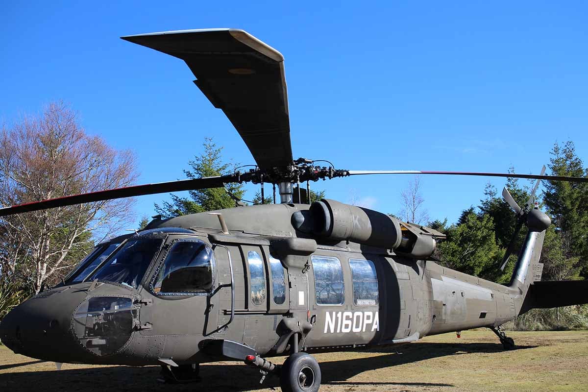 Kahu NZ UH60 Blackhawk parked at Discovery helipad ready for next mission