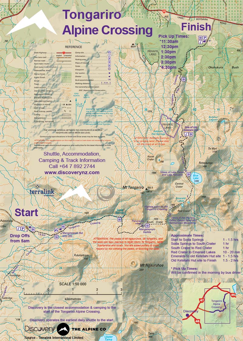 Tongariro Crossing Map